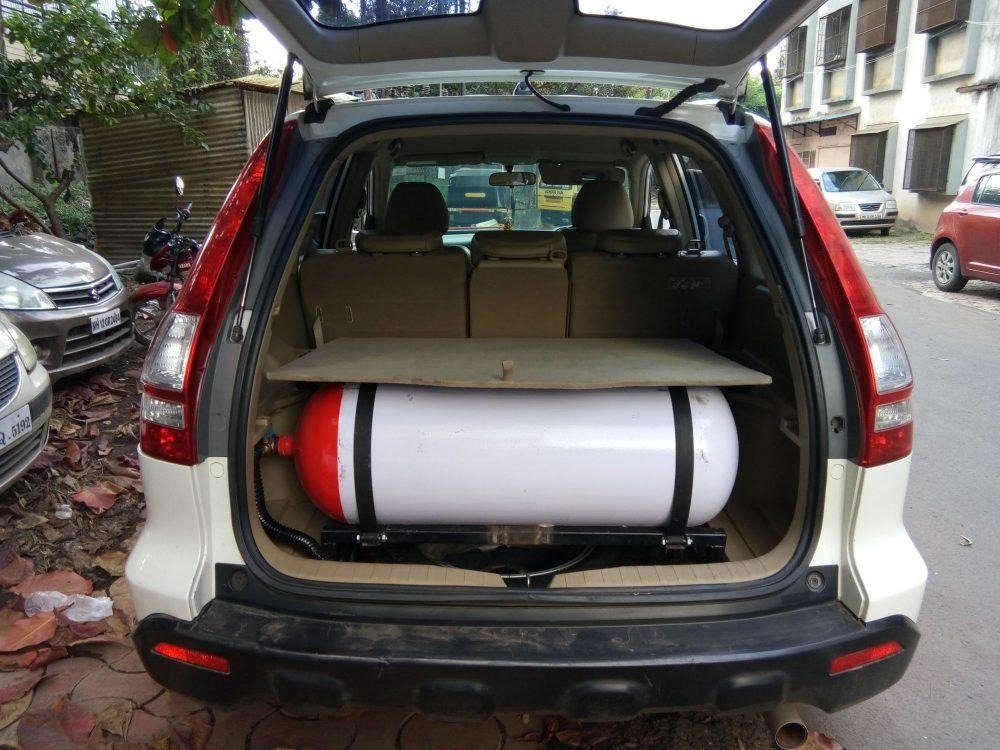 CNG cylinder installed in the boot of an SUV